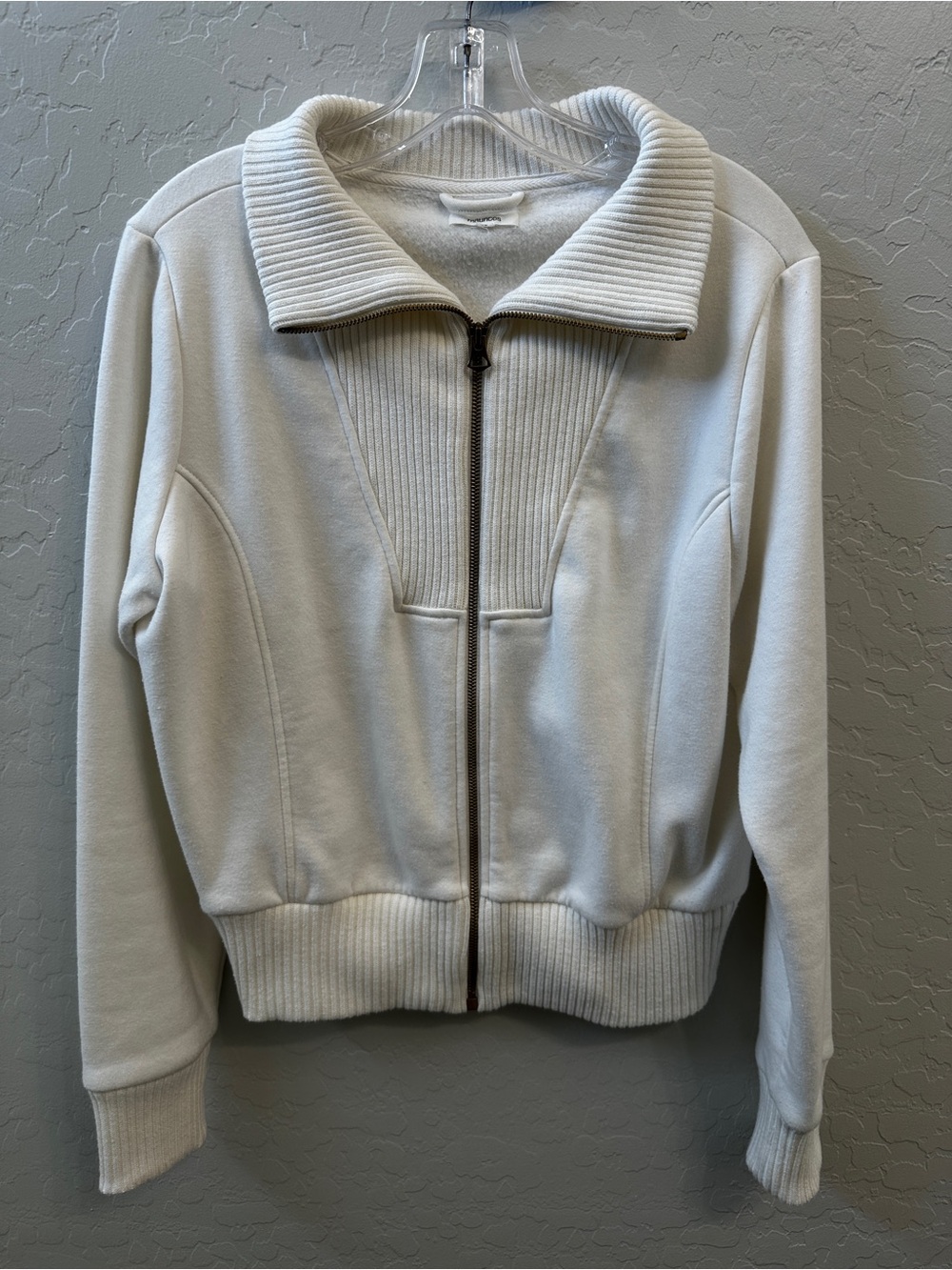 Maurices Fleece Zip Up Jacket- Estimated Size Large- White